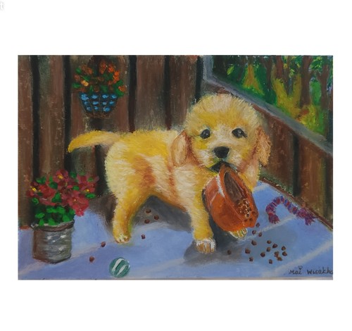 Dipinto olio pastello - , cucciolo