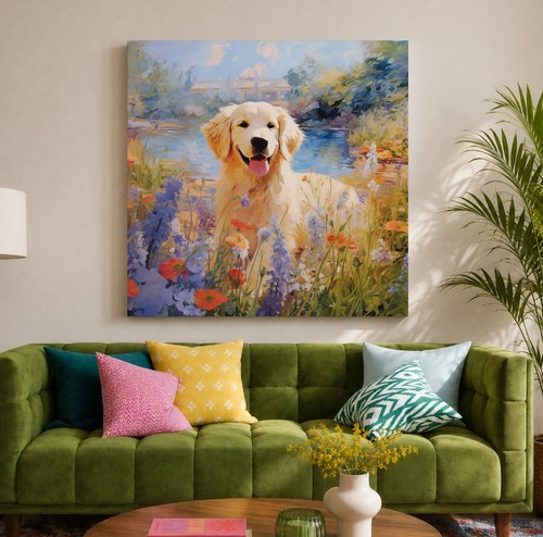 Stampa tela cucciolo golden - stampa,